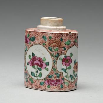 A famille rose tea caddy, Qing dynasty, Qianlong (1736-95).