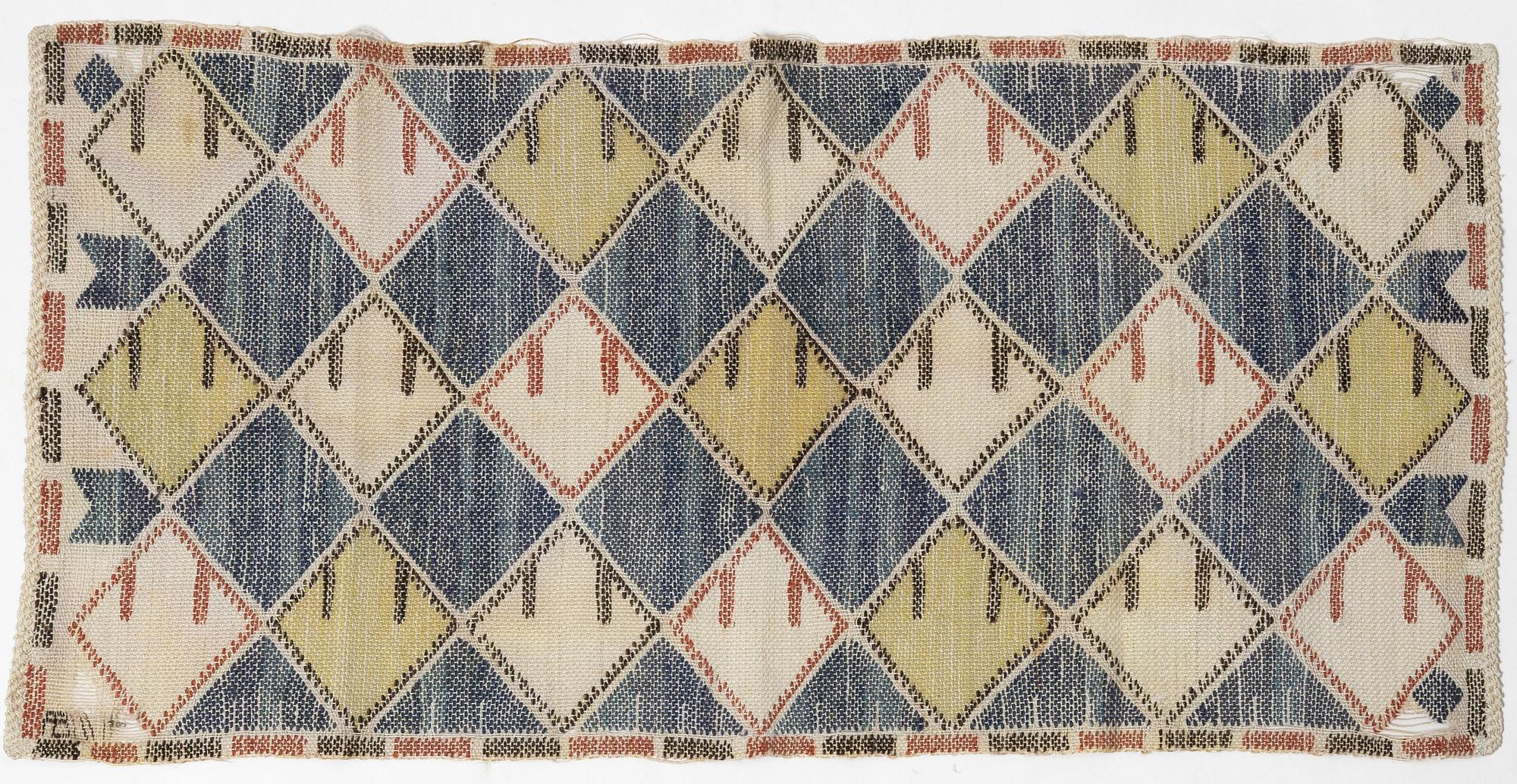 A flat weave textile 'Linneknoppen' by Märta Måås-Fjetterström, c. 77 x 37 cm, signed AB MMF.