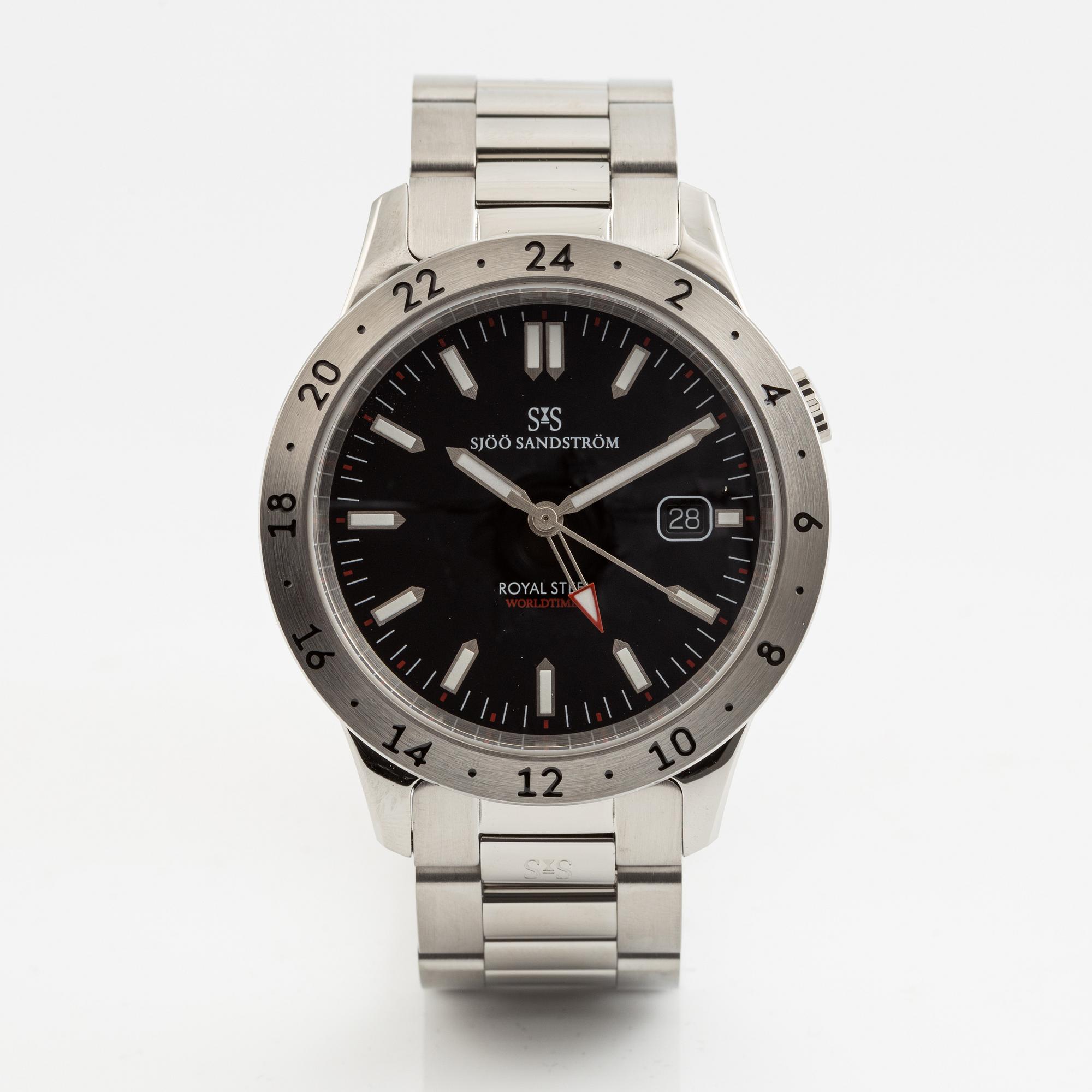 Sjöö Sandström, Royal Steel, Worldtimer, "SÄPO/Swedish Security Service", armbandsur, 41 mm.