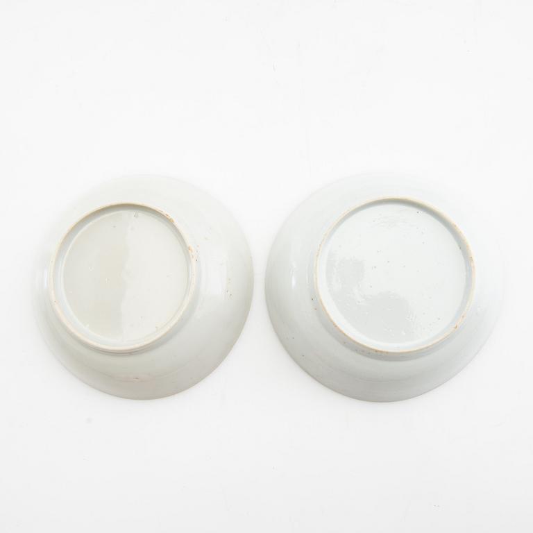 Plates 7 pcs and 1 dish, porcelain, Qianlong (1736-95), Qing dynasty.