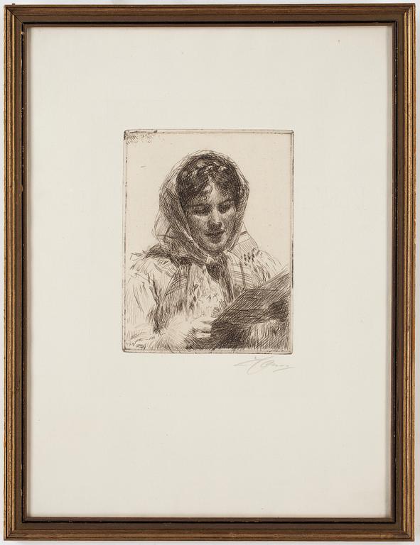 ANDERS ZORN, etsning, signerad samt daterad 1913.