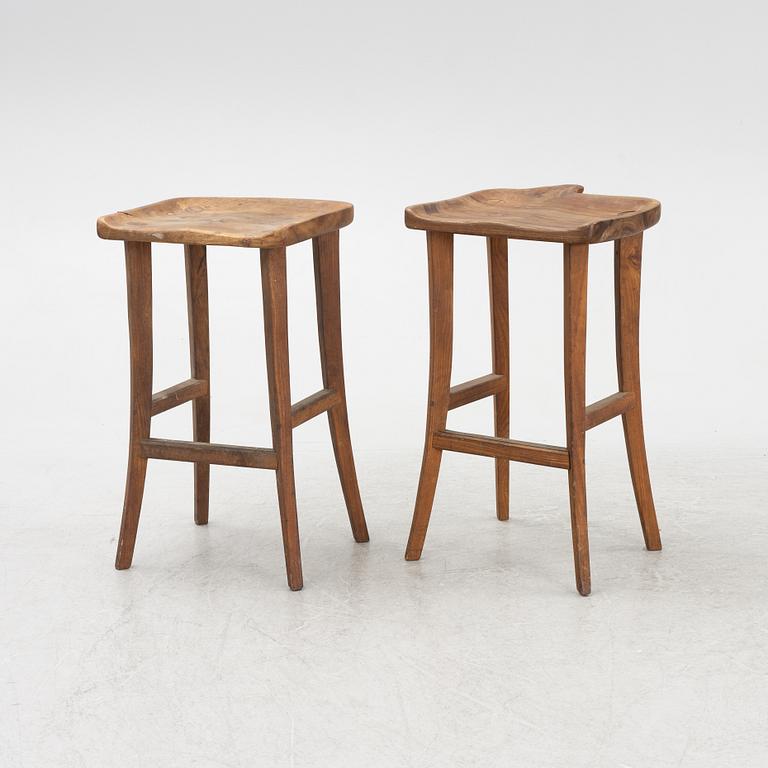 Six bar stools, late 20th Century.