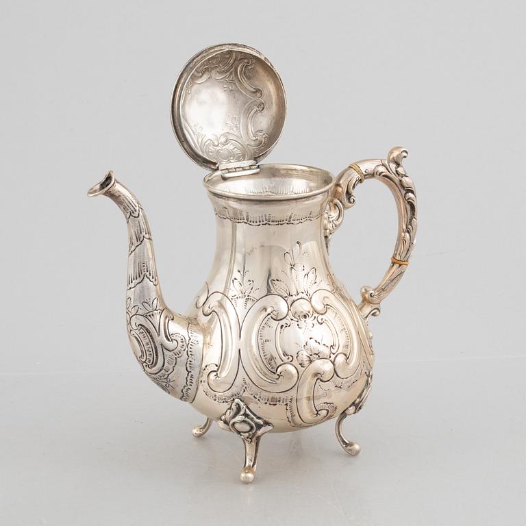 Coffee pot, silver, Rococo style, circa 1900.