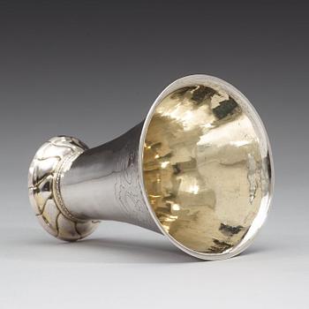 A Swedish 18th century parcel-gilt beaker, marks of Nils Grubb, Hudiksvall (1758-1785 (1790)).