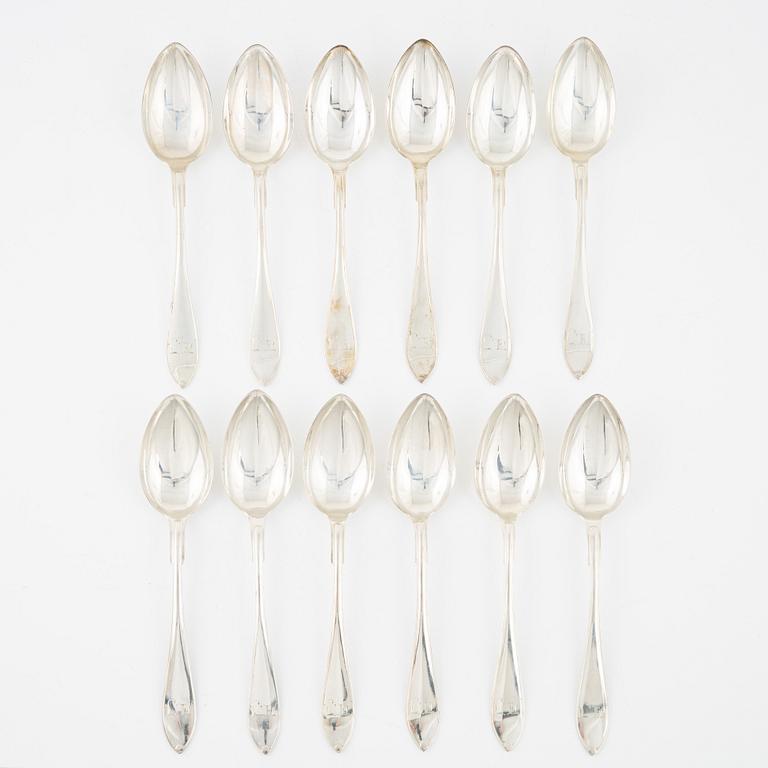 A group of 12 Swedish silver spoons, including GAB, Stockholm, 1926.