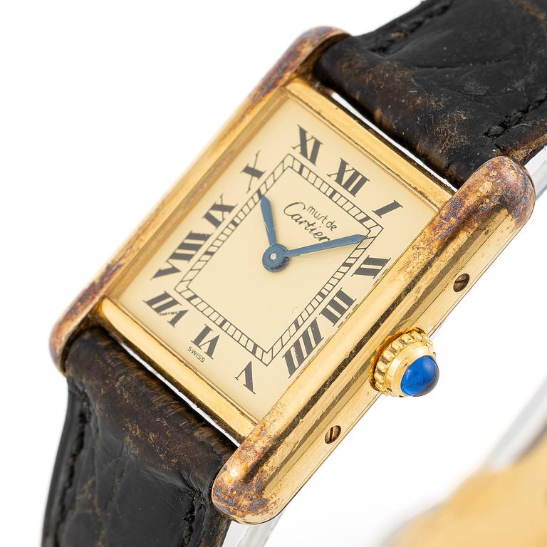 must de CARTIER, Tank, wristwatch, 20,5 x 20 (28) mm.