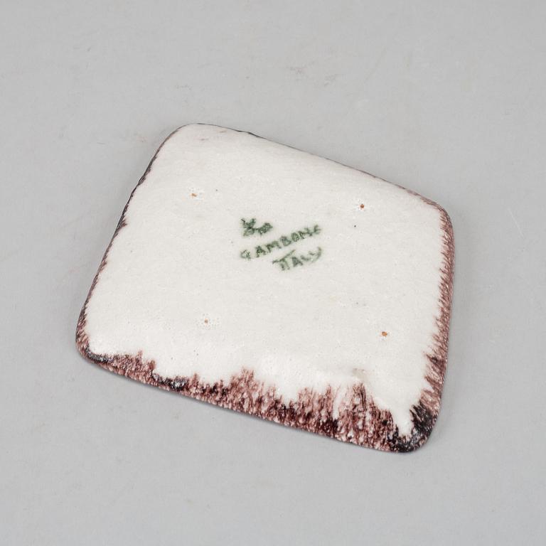 Guido Gambone, a stoneware dish, Italy, 1950s-60s. Signed.