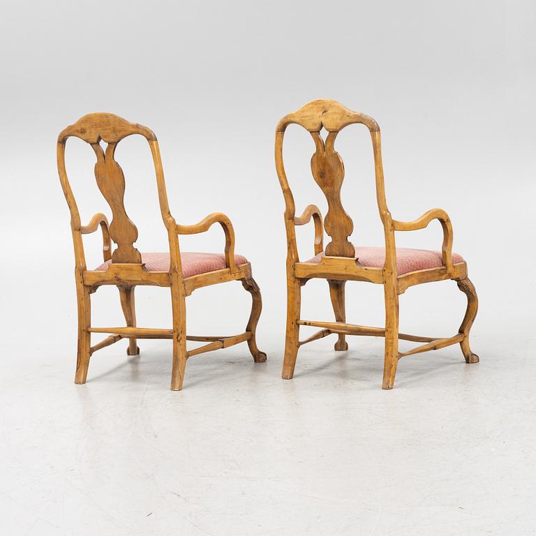 Karmstolar, ett par, Västsverige, Rokoko, 1700-talets senare del.
