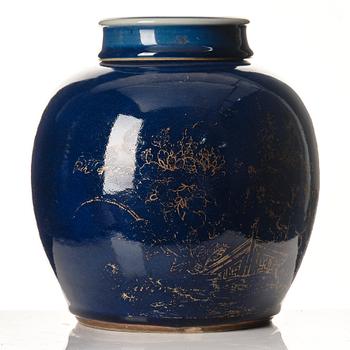 A powder blue jar with cover, Qing dynasty, 18th Century.