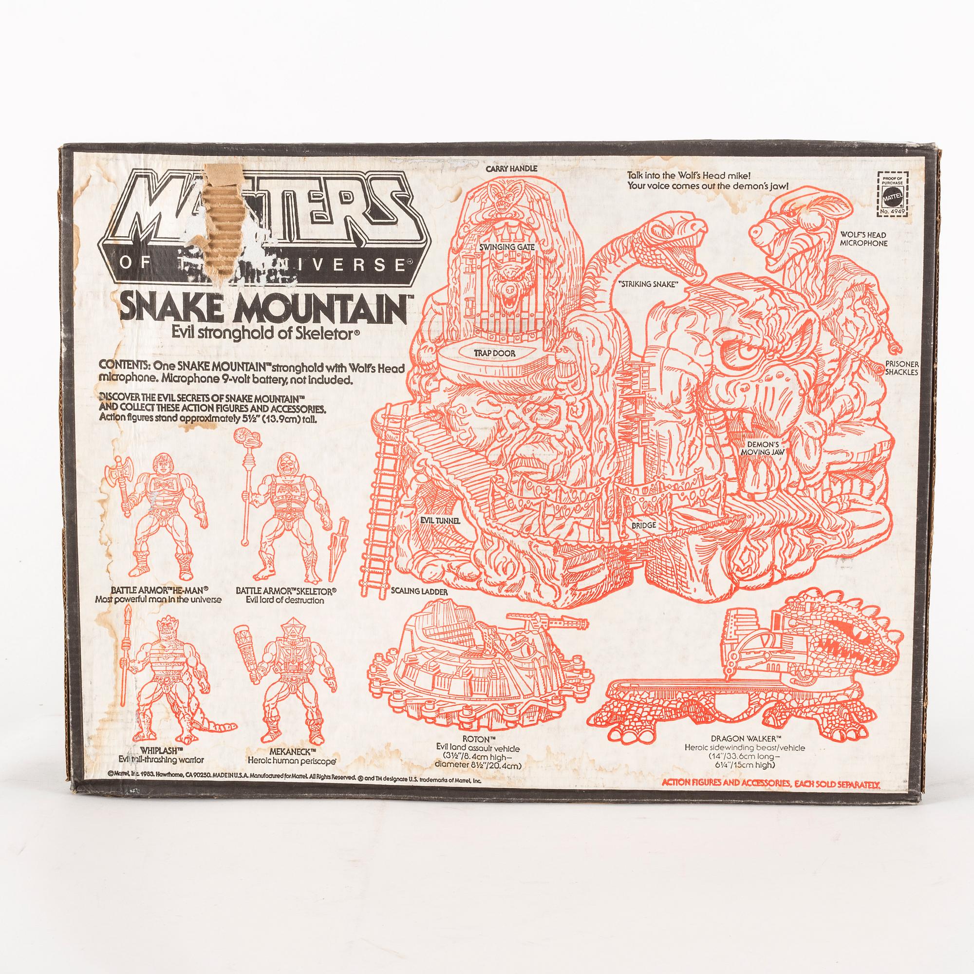 MASTERS OF THE UNIVERSE, Snake Mountain playset i förpackning, Mattel, 1983.