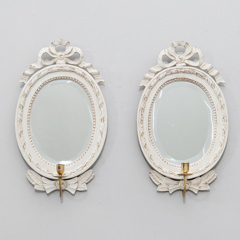Wall sconces, a pair in the Gustavian style, second half of the 20th century.
