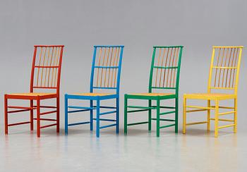 Josef Frank, a set of four lacquered dining chairs, Svenskt Tenn, model 2025.