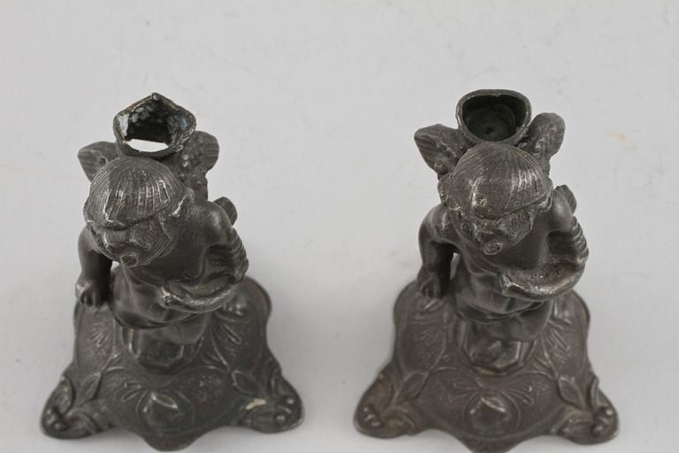 LJUSSTAKAR, ett par, tenn, 1800-talets slut.