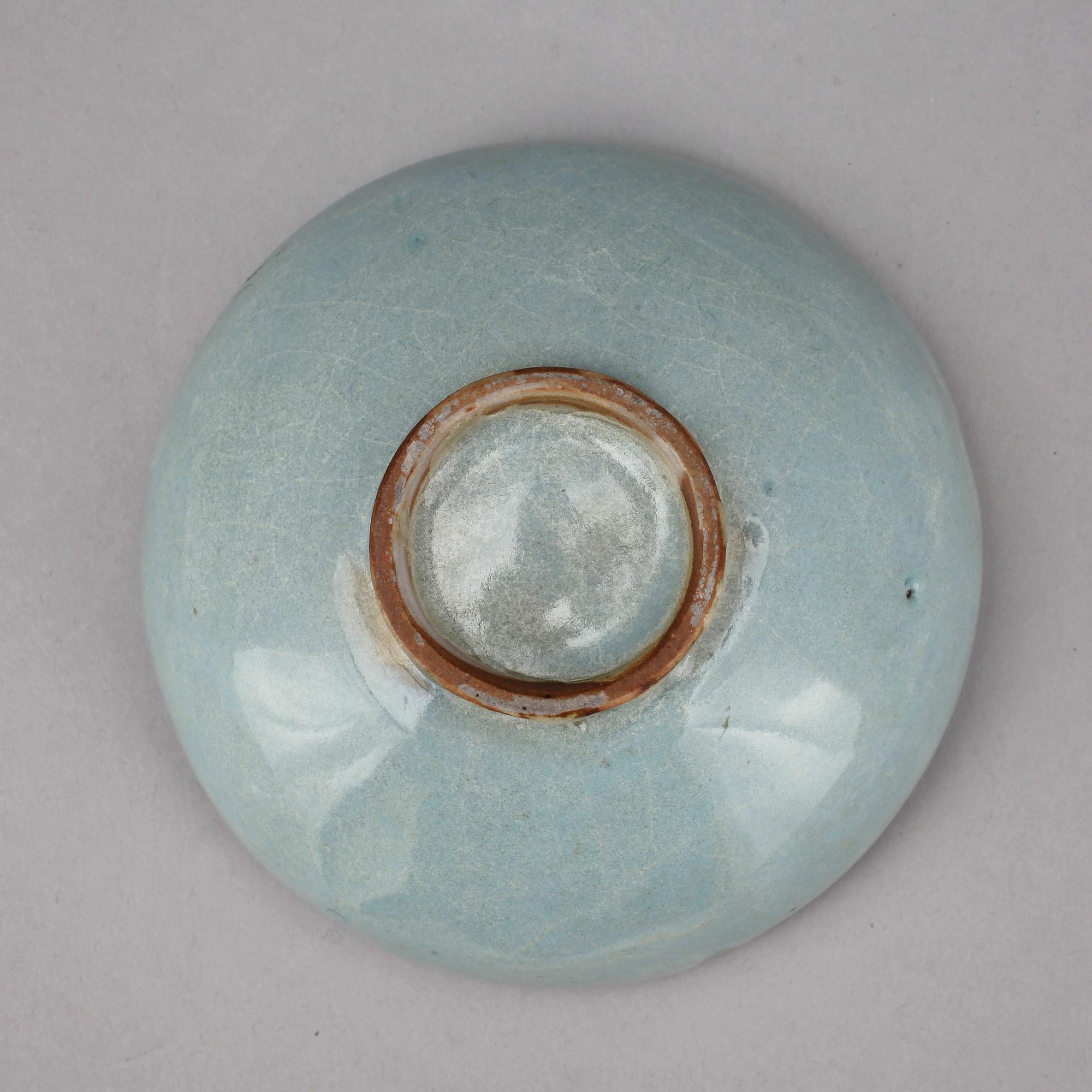 SKÅL samt VAS, keramik. Chün-glasyr stil. 1900-tal.