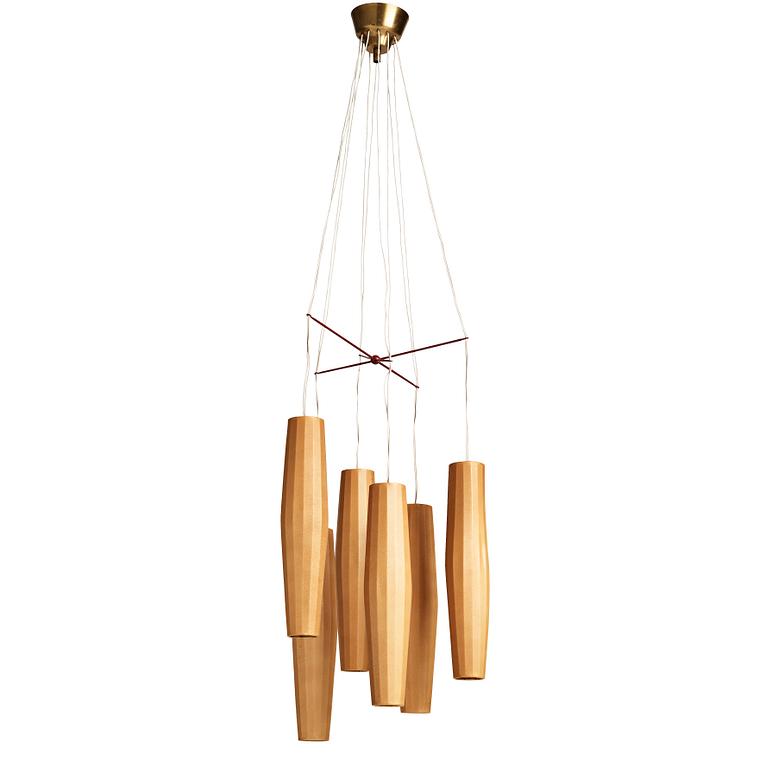 Hans Bergström, taklampa, modell "153/6", ateljé Lyktan, Åhus, 1940-50-tal.