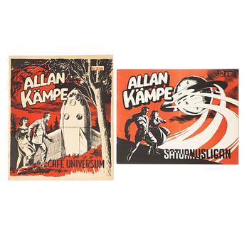 Comic books, 2 volumes, Allan Kämpe, "Saturnusligan" & "Café Universum", 1950.