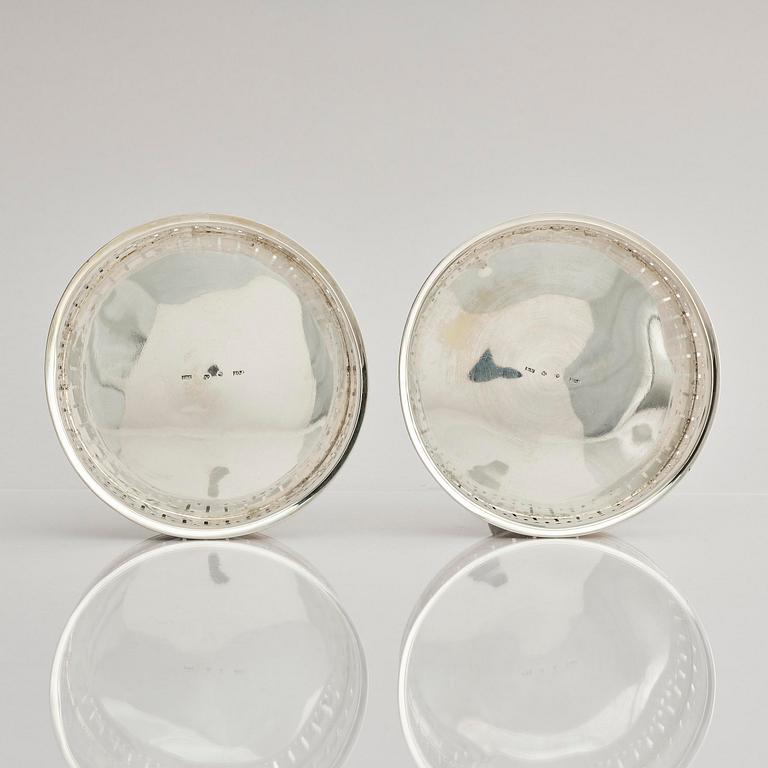 A pair of Swedish 19th century silver coasters, marks of Pehr Olof Bäckström, Gävle 1831 and 1832.