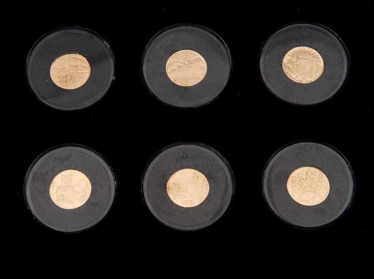 A 1900-2000s Finnish coin collection, partly gold.