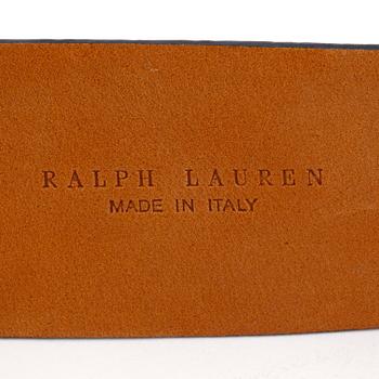 RALP LAUREN, a blue crocodil belt.