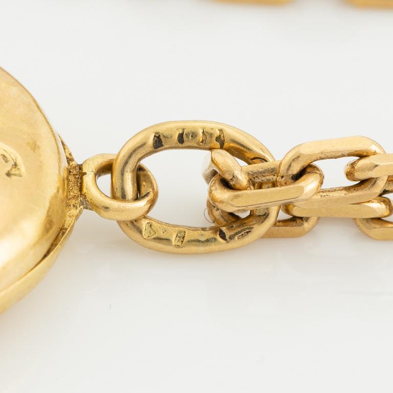 Kedja ankarlänk med medaljong, 18K guld.