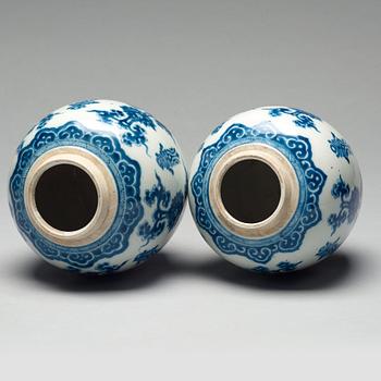 Two blue and white jars, Qing dynasty, Kangxi (1662-1722).