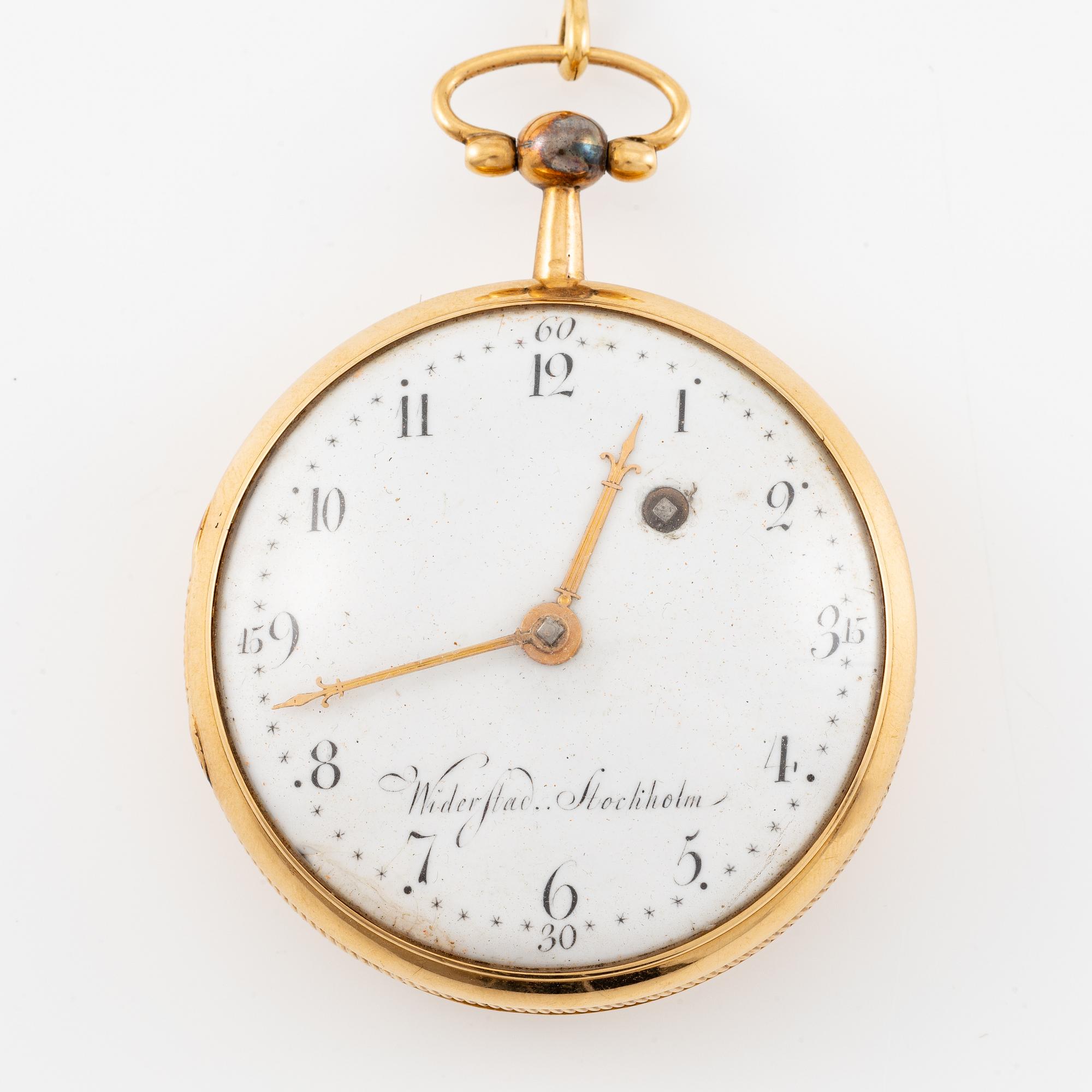 An 18k gold pocket watch by J. Widerstad (watchmaker in Stockholm 1785-1834).