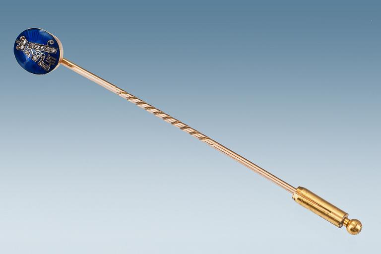 A TIE PIN WITH THE CYPHER OF ALEXANDER III AND IMPERIAL CROWN.
