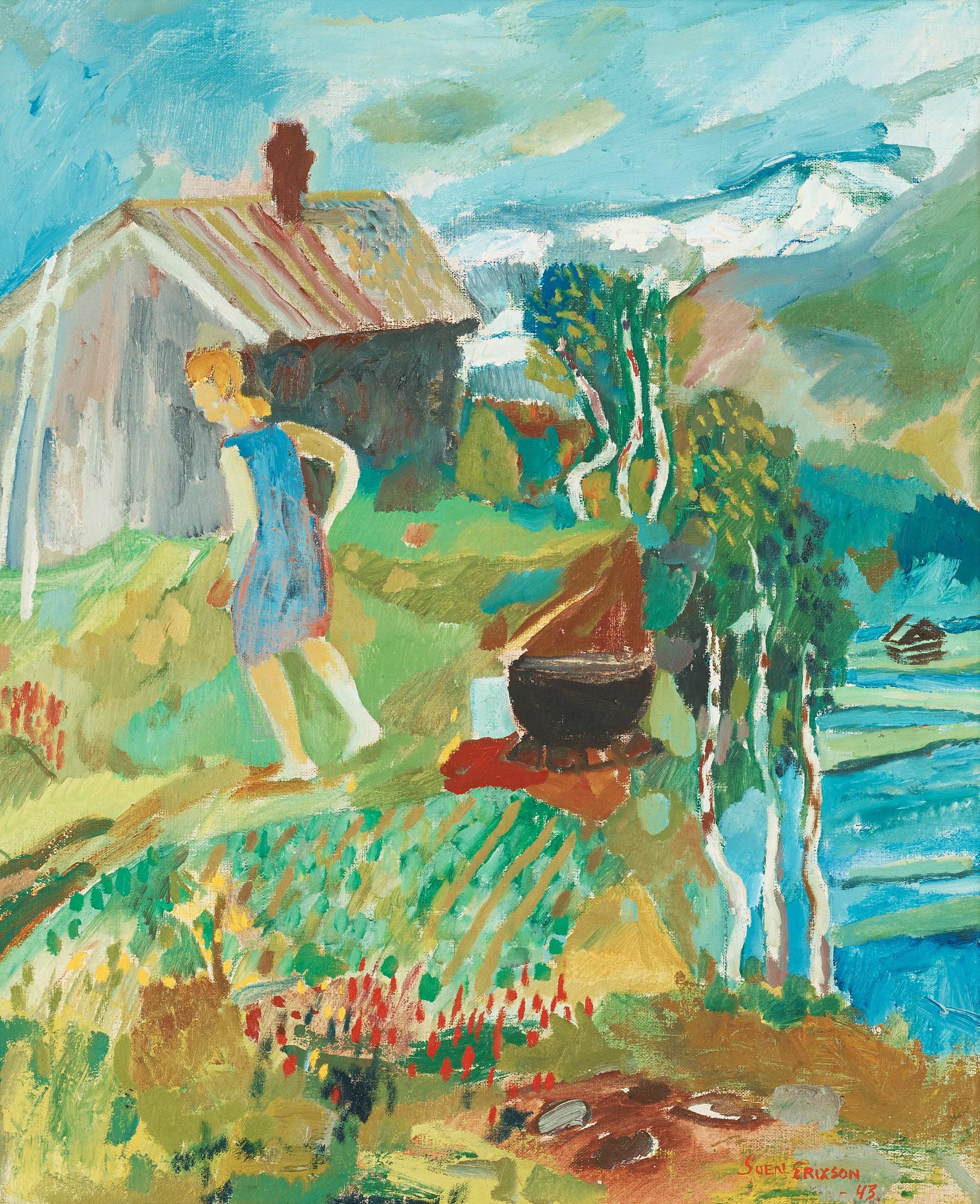 Sven X:et Erixson, Woman in landscape.