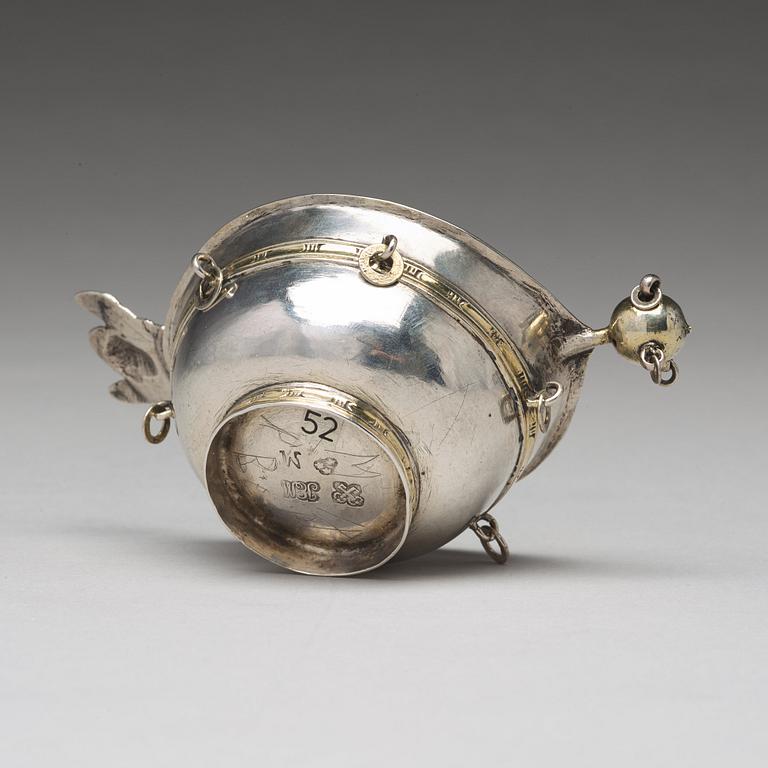 A Swedish 18th century parcel-gilt silver brandy-bowl, mark of Jöns Eriksson Ekman, Luleå 1770.