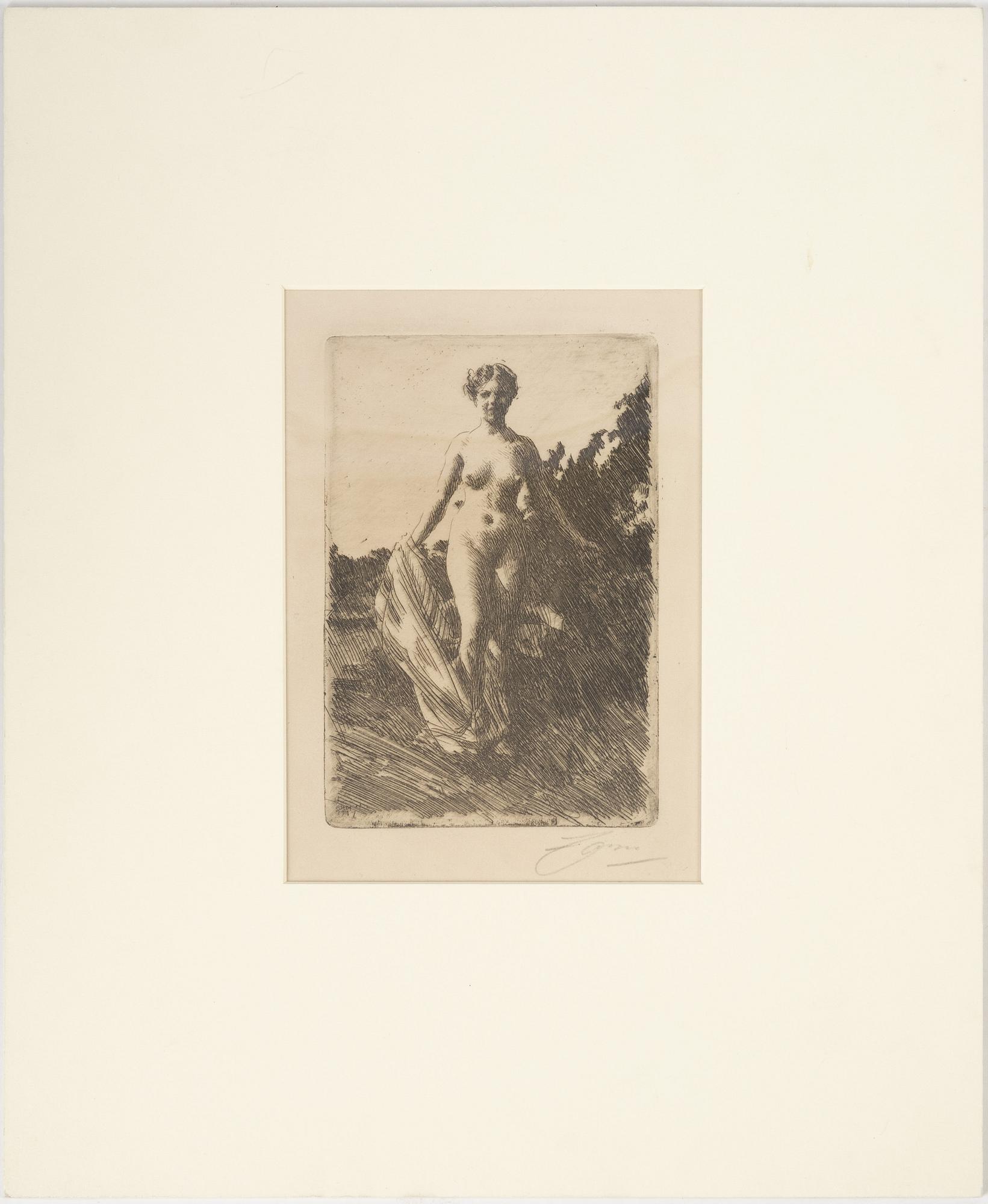 Anders Zorn, etching, 1907, signed in pencil.