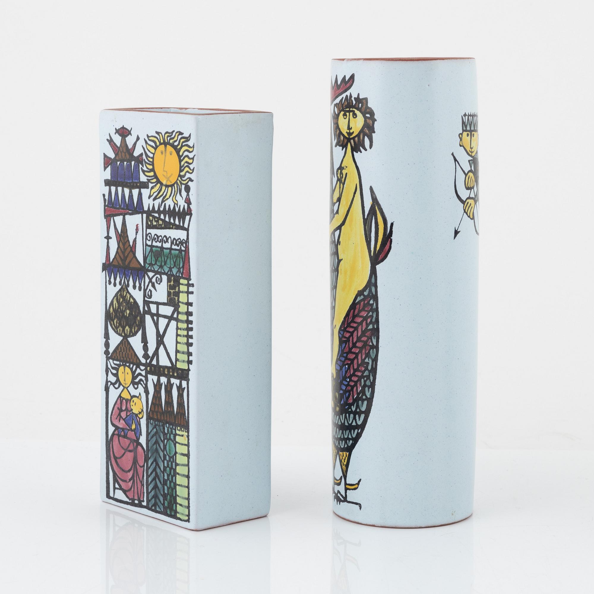 Stig Lindberg, a set of three 'Karneval' earthenware pieces by Stig Lindberg, Gustavsberg Studio, Sweden.