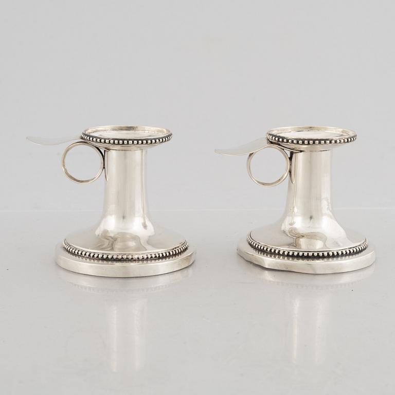 Gustaf Hamnqvist, ljusstakar, silver, Åmål 1794. Sengustavianska.