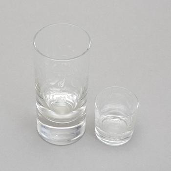 GLASSERVIS, 22 stycken. 1960-tal. Troligen Reijmyre glasbruk.