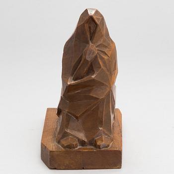 Jon Väinö Karsten, veistos, puu, signeerattu ja päivätty -20.