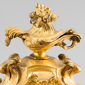 A Louis XV 18th century gilt bronze mantel clock.