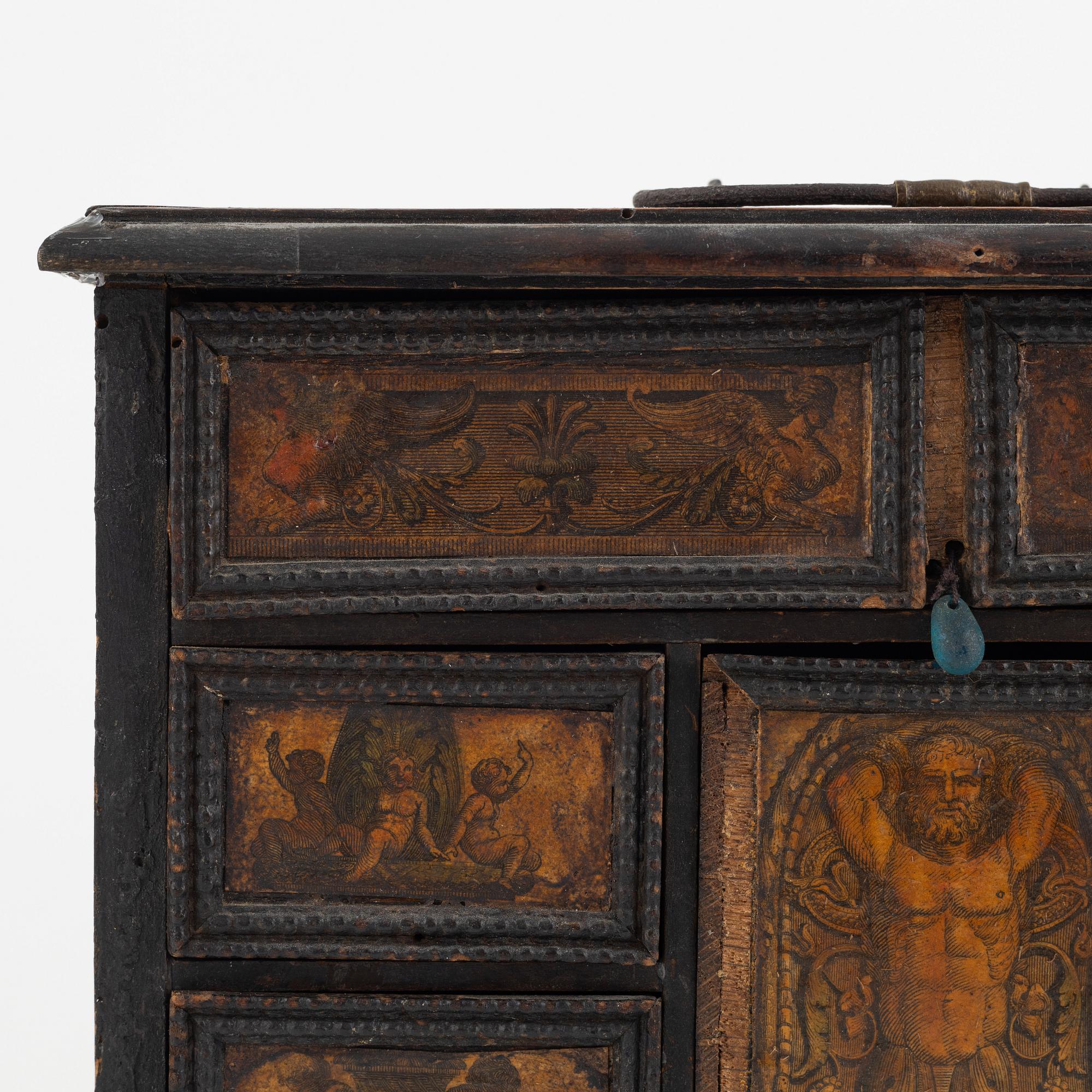 Miniatyrkabinettskåp, Sydtyskland, omkring år 1700, Barock.