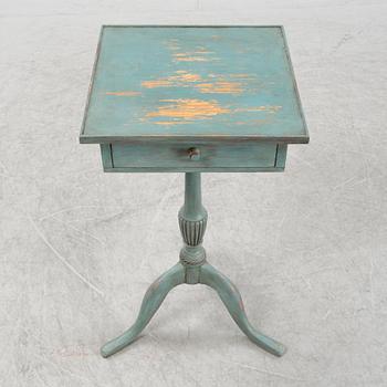A painted late Gustavian style table with a drawer.