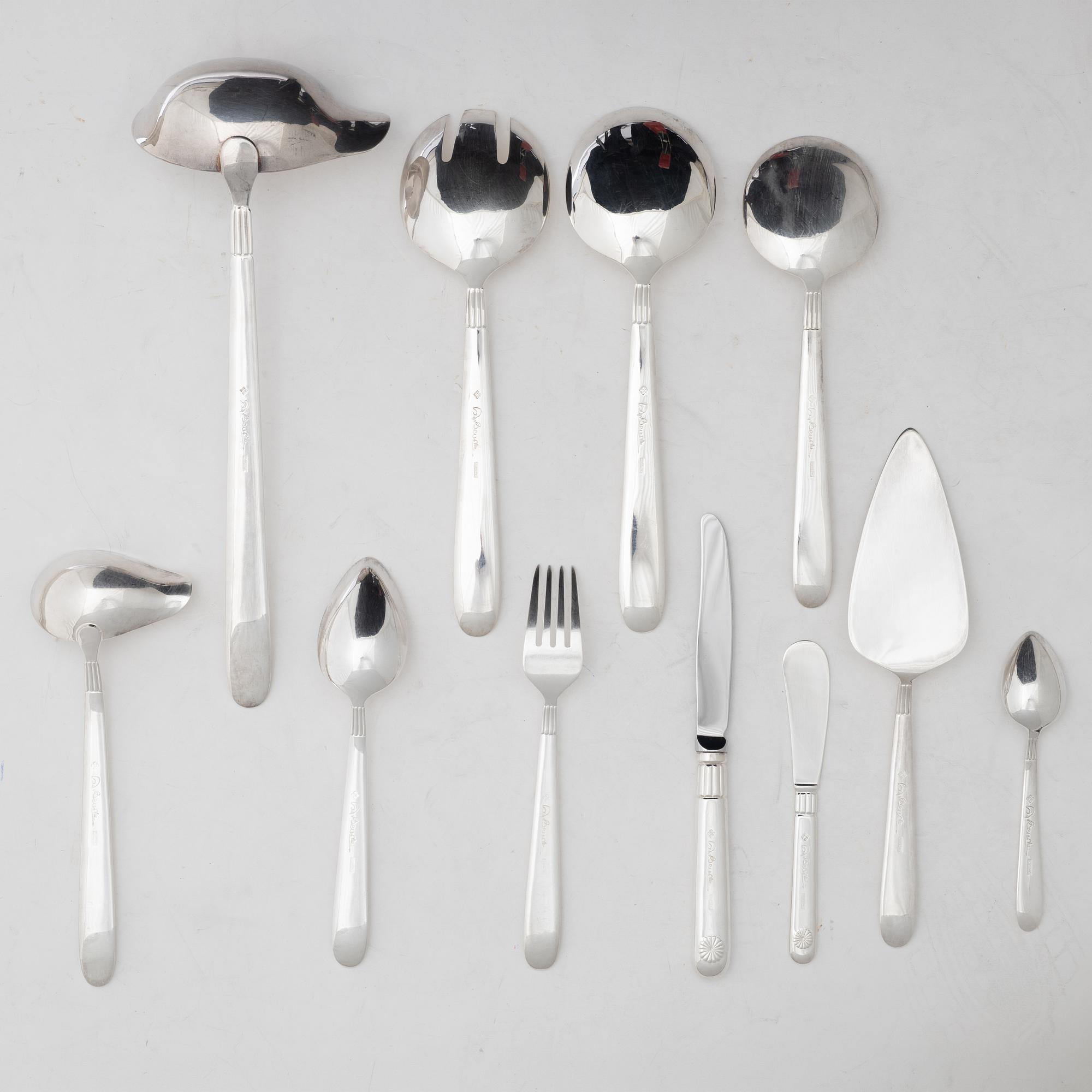 Sigvard Bernadotte, mat- och kaffeservis, 185 delar, "Millennium-line Marianne", Christineholm, Fyrklövern.