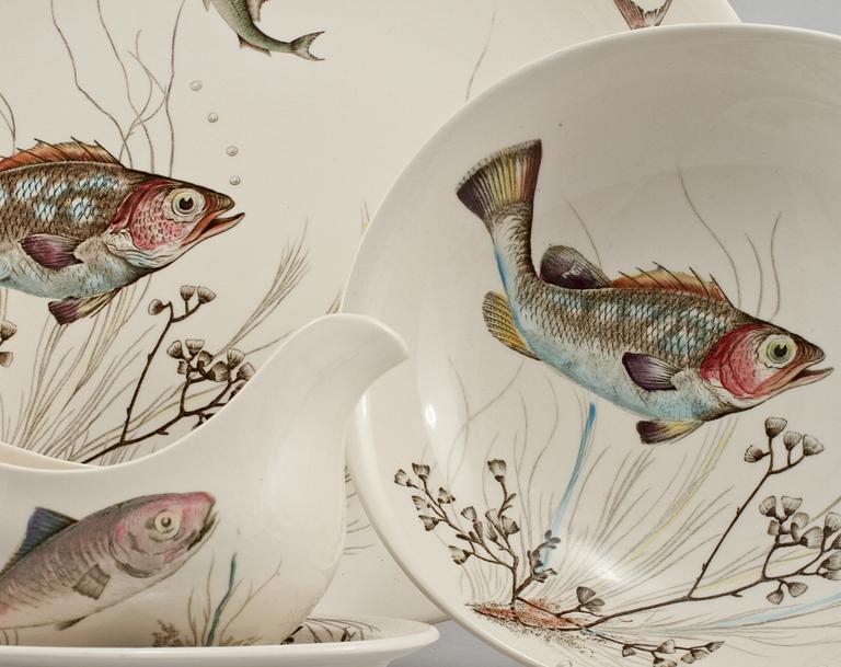 SERVISDELAR, 15 delar, "Fish" Johnson Bros. England. 1900-talets slut.