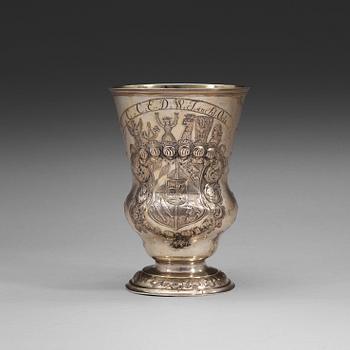 A Polish 18th century parcel-gilt beaker, unidentified makers mark, Breslau 1746-1758.