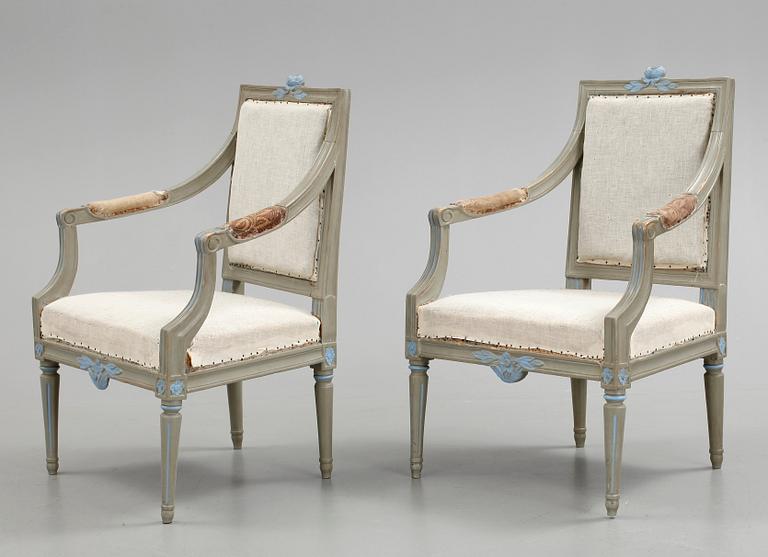 KARMSTOLAR, ett par, gustavianska, Stockholm, 1700-tal.