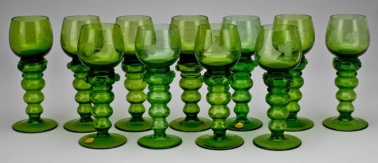 REMMARE, 11 st, glas, etikettmärkta Theresienthal, Germany, 1900-tal.