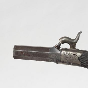 Percussion pistol, British, mid-19th century.