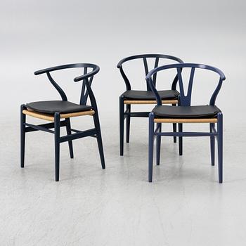 Hans J. Wegner, stolar, 3 st, "Y-stolen", Carl Hansen & Son, Odense, Danmark.