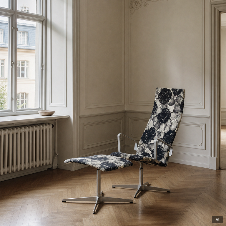 Arne Jacobsen, Stol med fotpall, Fritz Hansen, Danmark, 2000-tal.