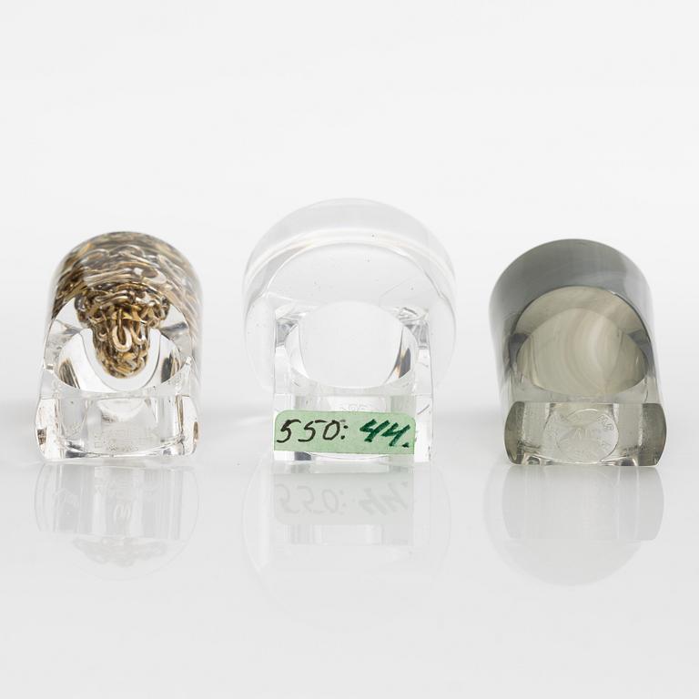 Siv Lagerström, three acrylic rings, 1970s.