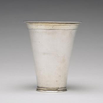 A Swedish 18th century parcel-gilt silver beaker, mark of Herman Hermansson, Göteborg 1717.