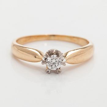 Ring, briljantslipad diamant, 14K guld, Kultakeskus 2006.