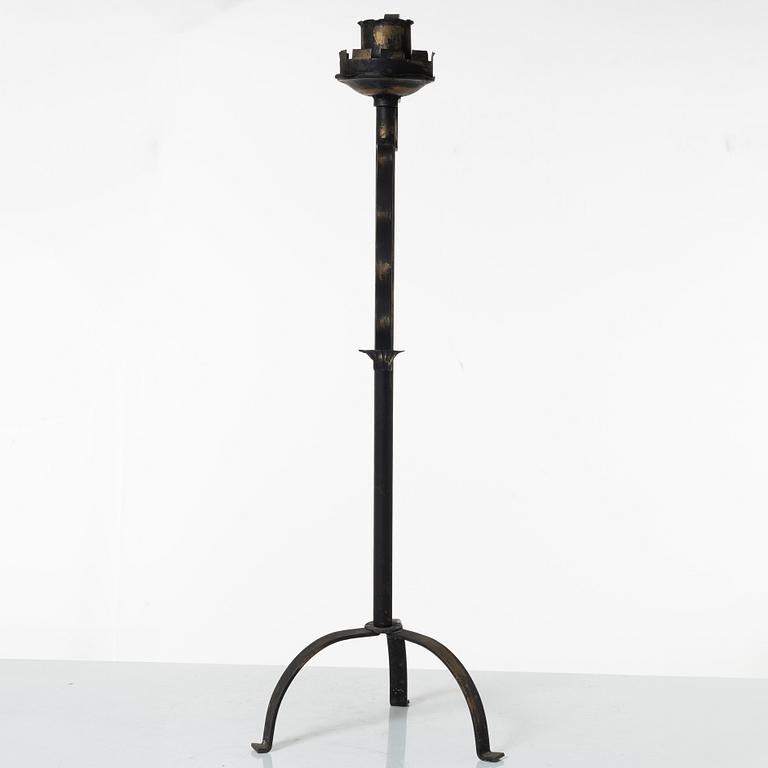 Bjerkås, a wrought iron floor candlestick model "91", Gothenburg, 1930s.