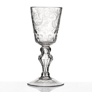 A large engraved goblet, 18th Century.